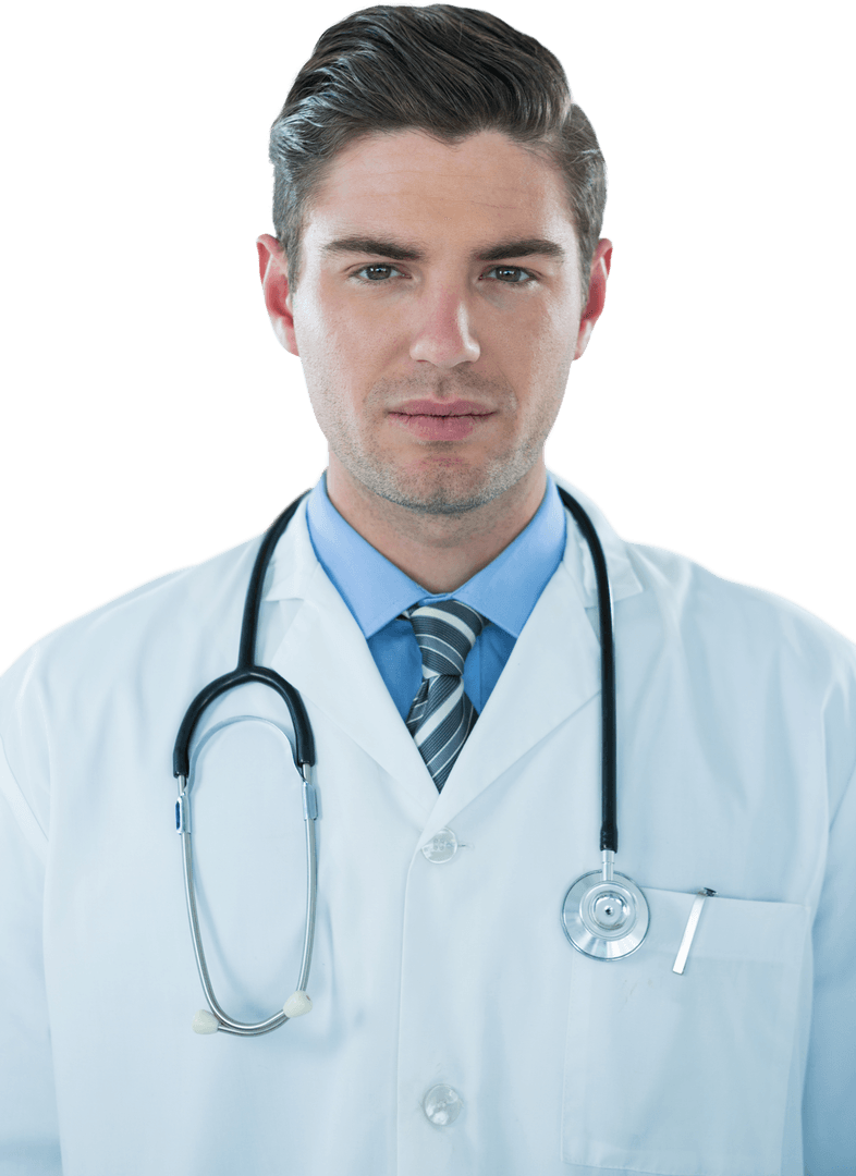 Transparent Image of Doctor Wearing a Lab Coat and Stethoscope