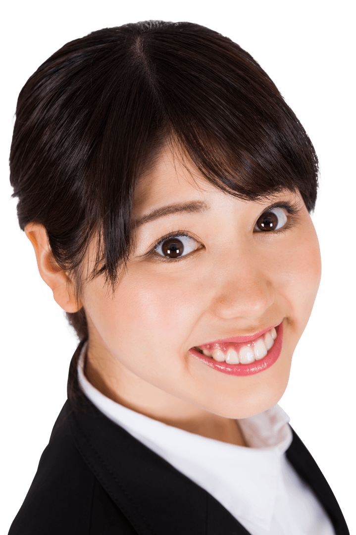Smiling Asian Businesswoman Close-Up on Transparent Background