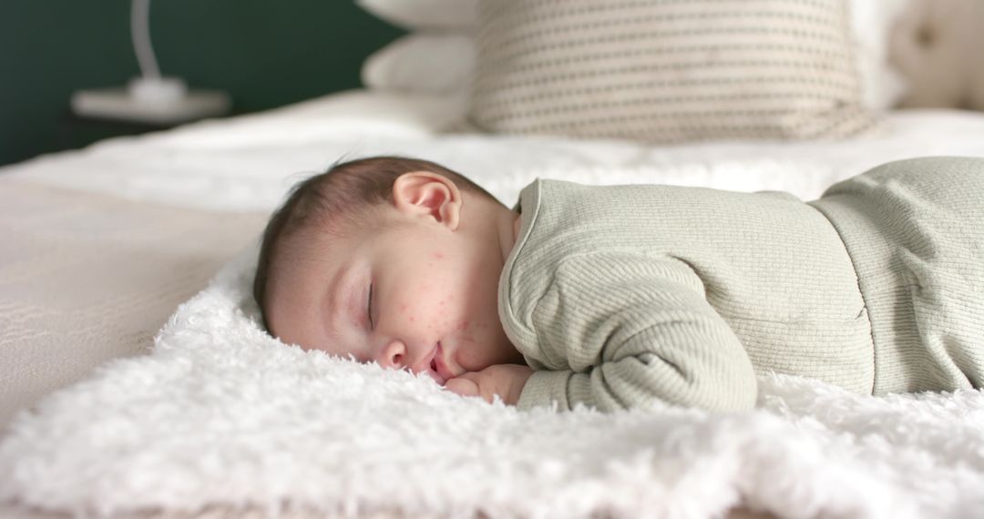 Peaceful Sleeping Infant on Plush Blanket in Calm Nursery Environment