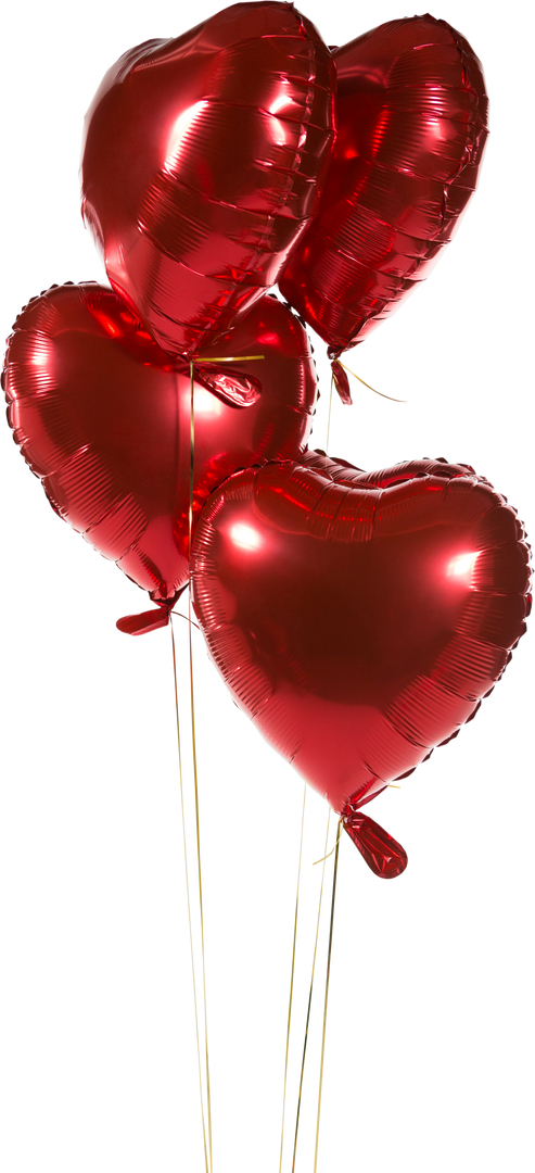 Four Red Heart-Shaped Balloons on Transparent Background - Download Free Stock Images Pikwizard.com