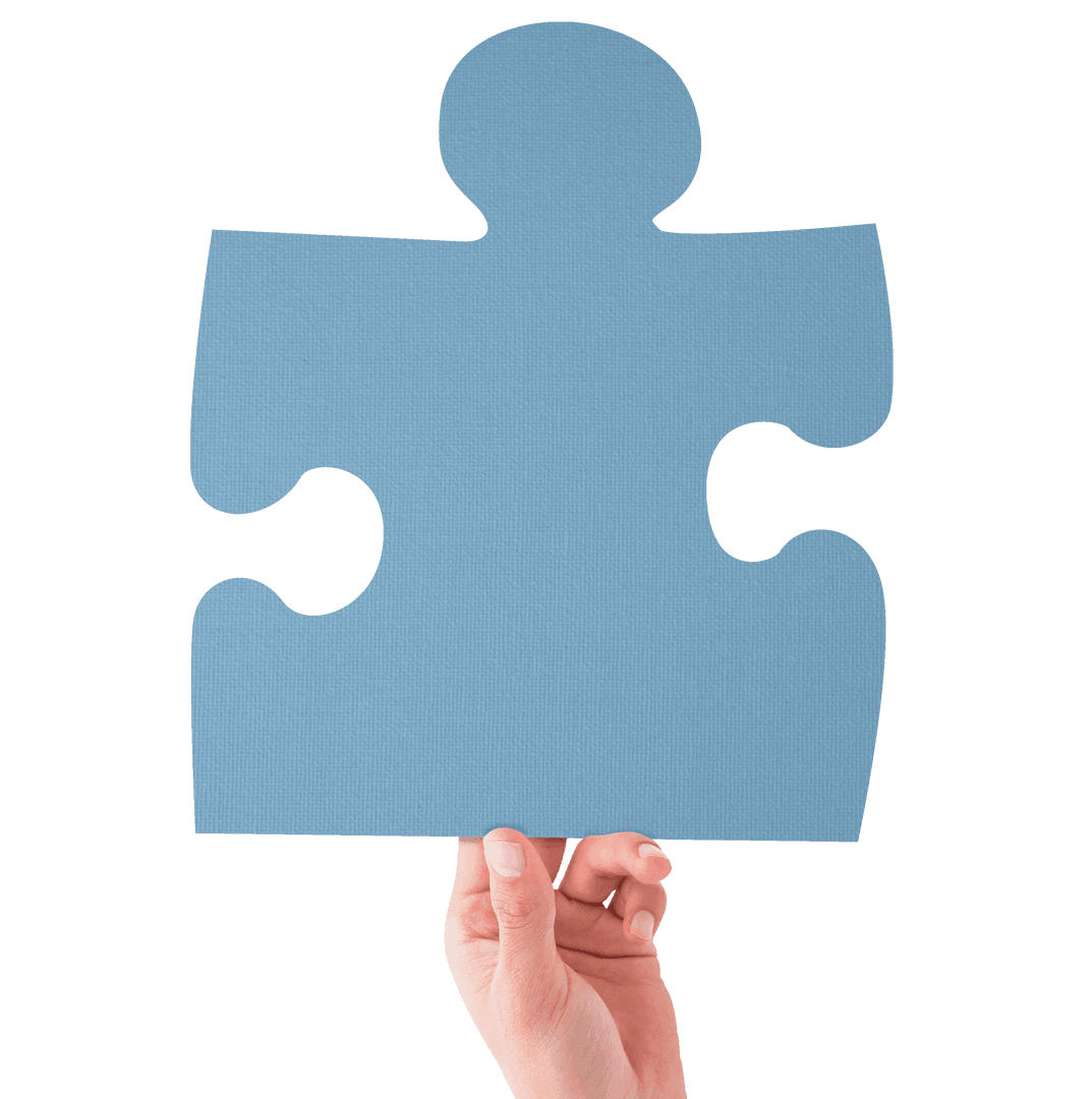 Transparent Puzzle Piece Held by Hand with Clear Background