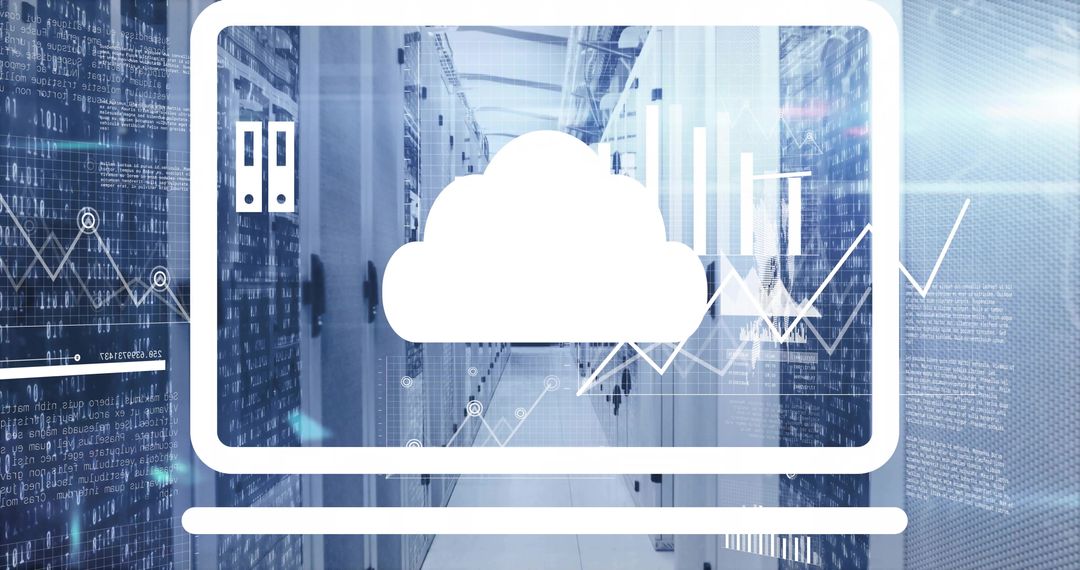 Cloud Computing Icon Over Futuristic Data Center Infrastructure