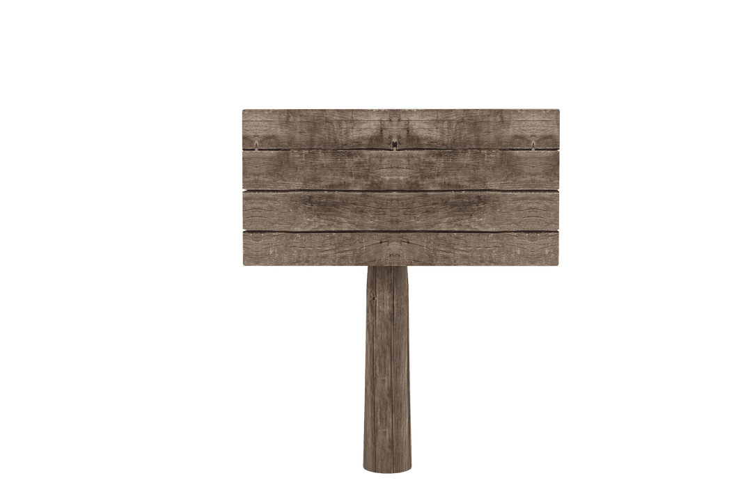 Empty wooden signpost on transparent background for copy space