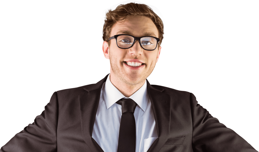 Confident Young Businessman Smiling with Transparent Background