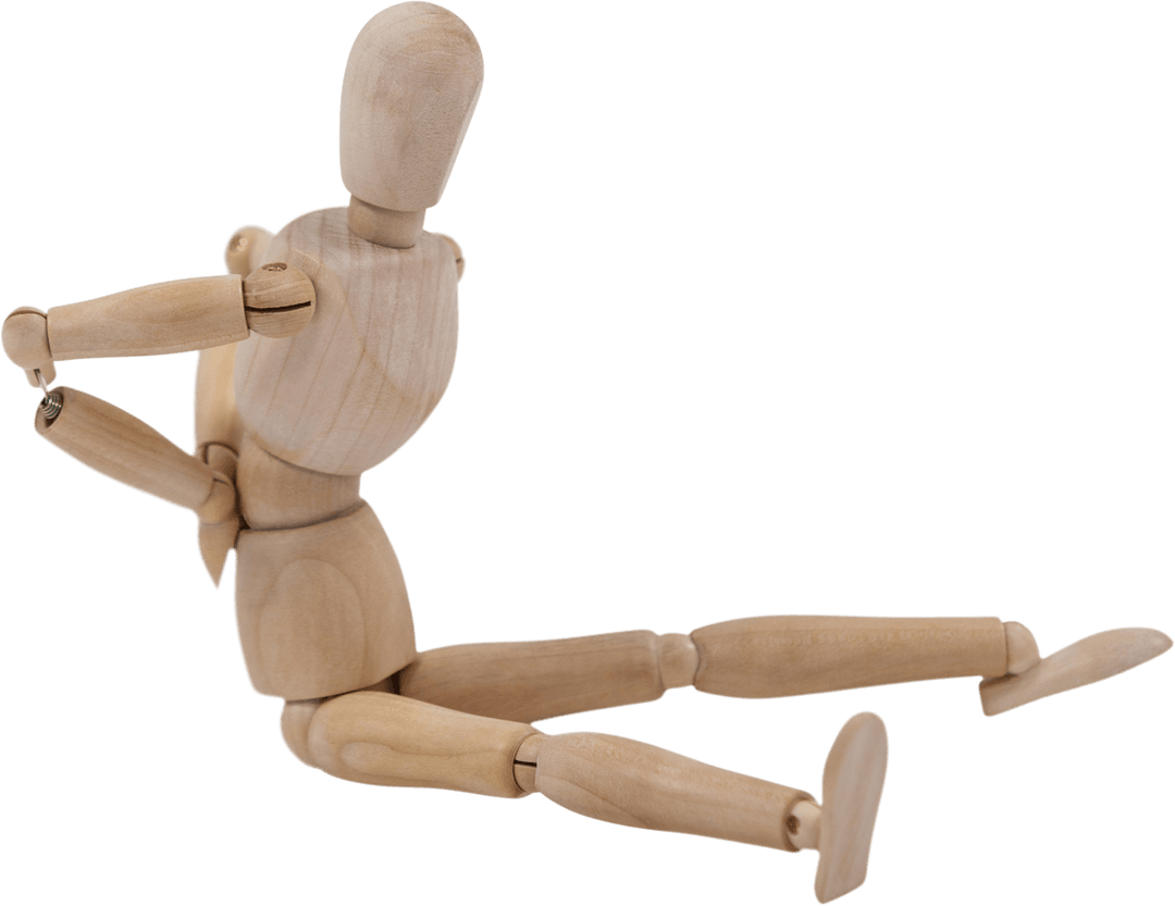 Wooden Transparent Articulated Figurine Posing with Arms Extended