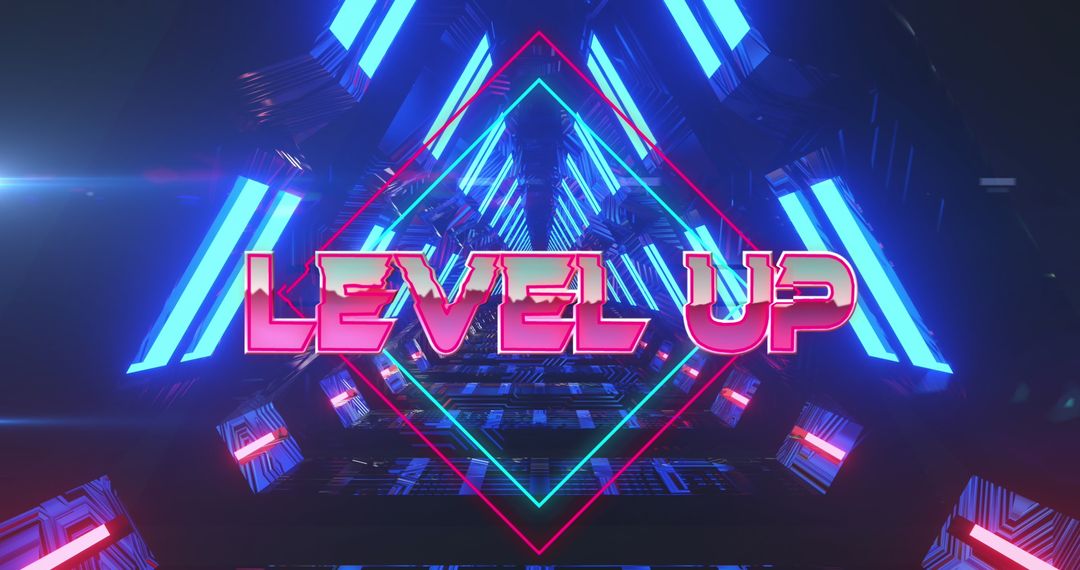 Futuristic Neon Level Up Banner for Gaming
