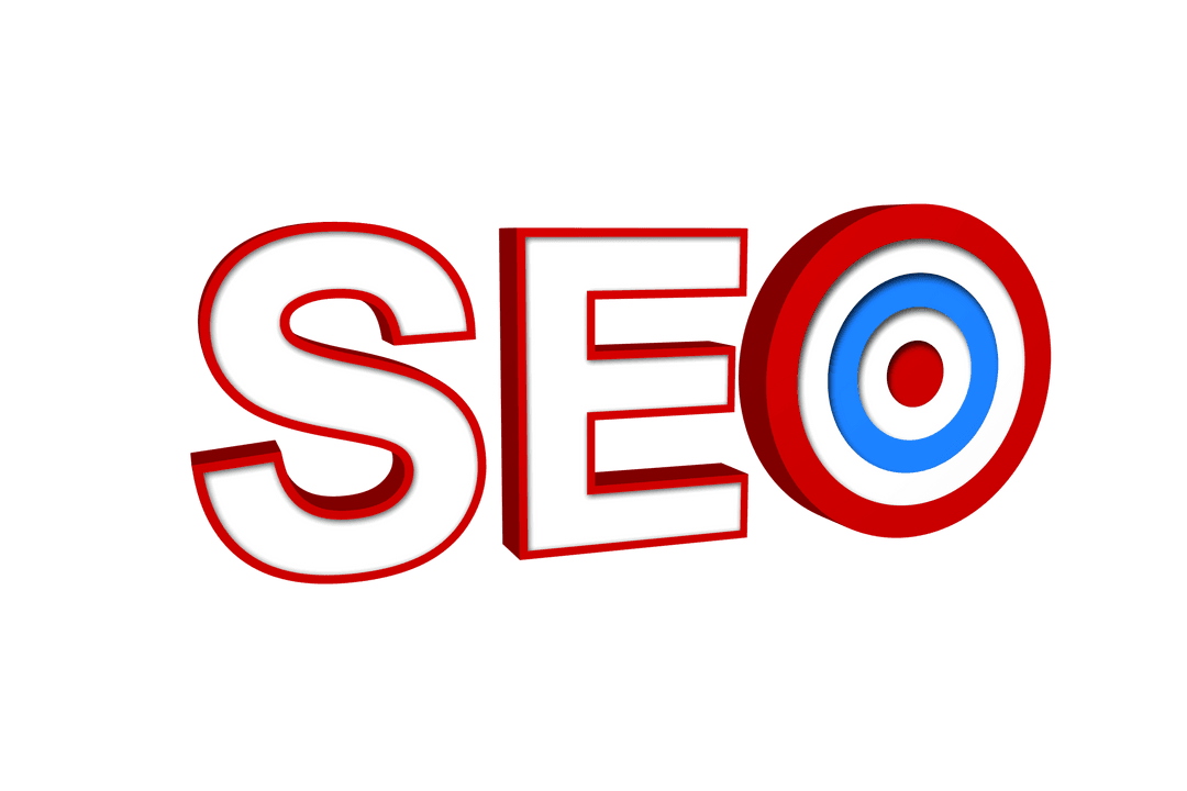 SEO Text with Target Symbol on Transparent Background
