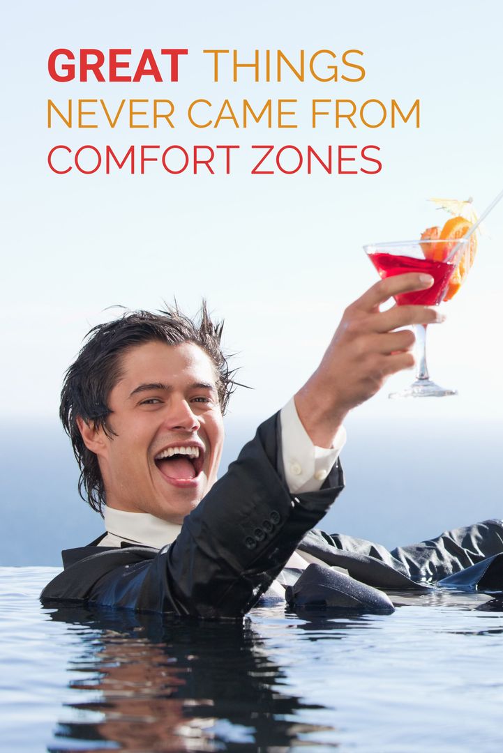 Man in Business Suit Celebrating in Water with Inspirational Quote - Download Free Stock Templates Pikwizard.com