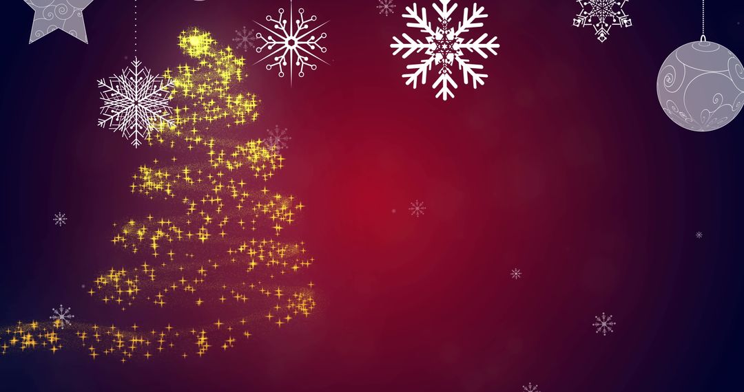 Christmas Tree of Shooting Stars with Snowflakes and Decorations