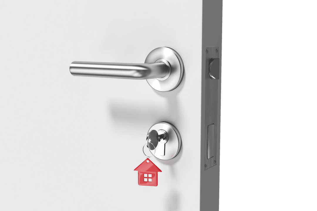 Digital Illustration of Door Handle with Keys on Transparent Background