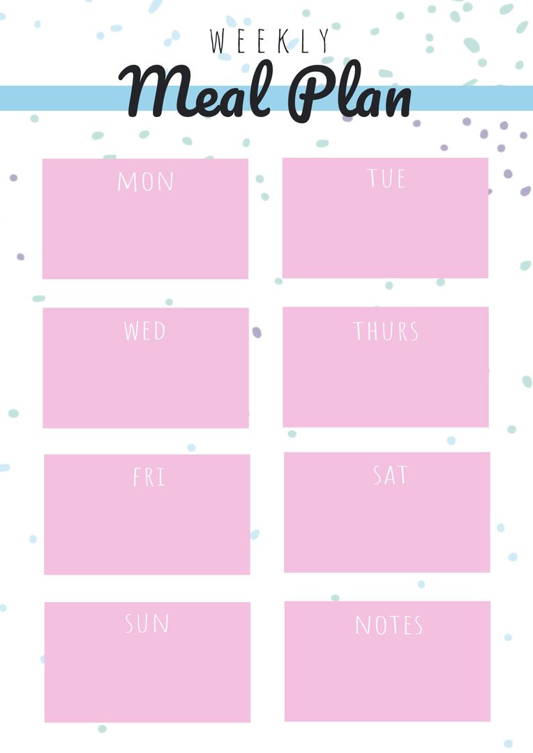 Weekly Meal Plan Template with Pastel Pink Organization