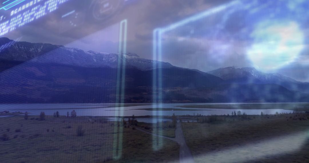 Scenic Valley View Through High-Tech Interactive Window