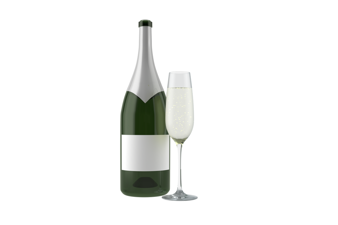 Bottle and Glass of Champagne on Transparent Background for Celebrations - Download Free Stock Images Pikwizard.com