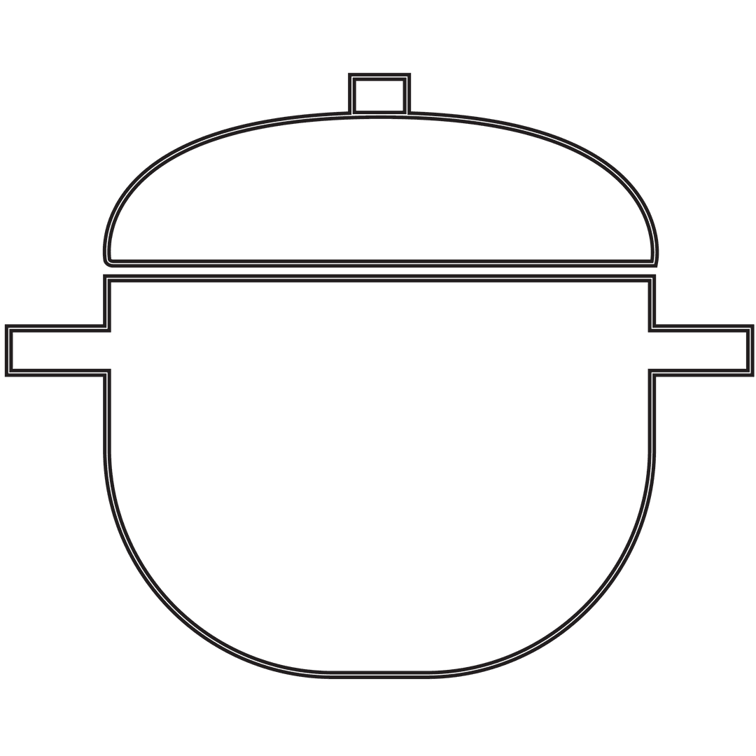 Black Pot Shape Illustration on Transparent Background for Cooking Designs