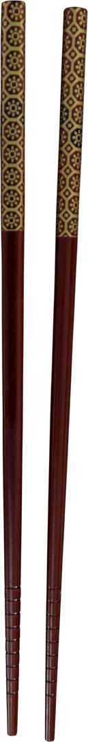 Intricate Patten on Traditional Wooden Chopsticks on Transparent Background