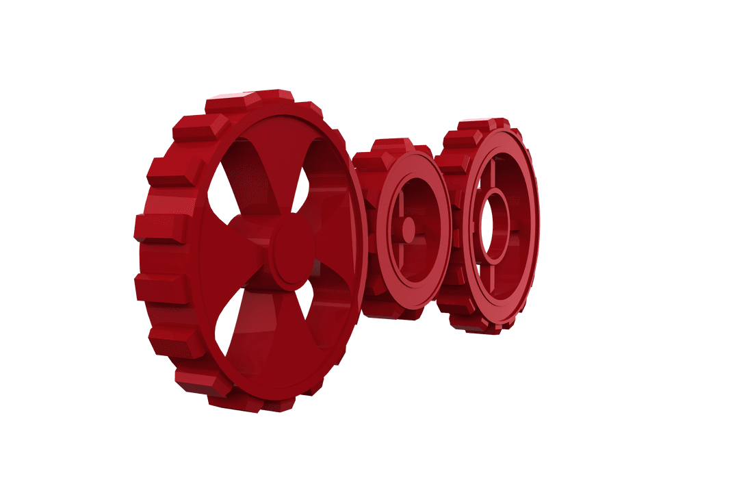 Red Gear Cogs on Versatile Transparent Background