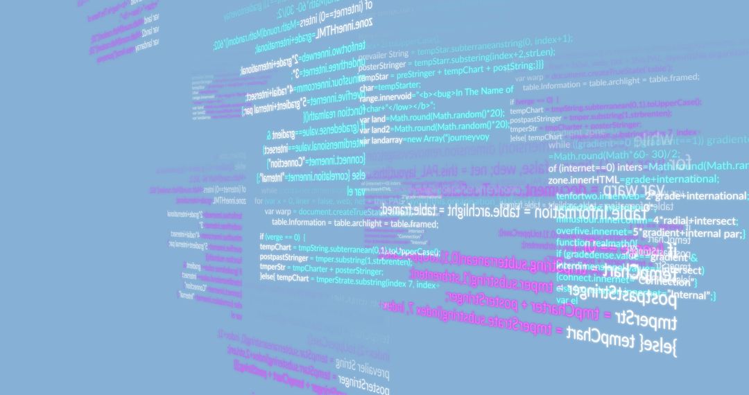 Digital Code Flow on Blue Background Reflecting Technology