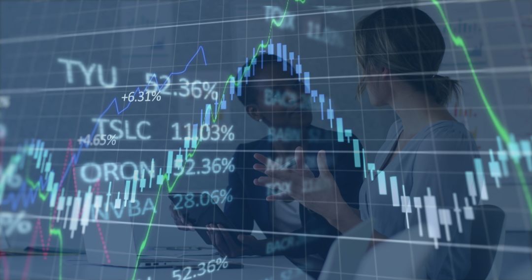 Dynamic Financial Graphs Overlaid on Business Meeting