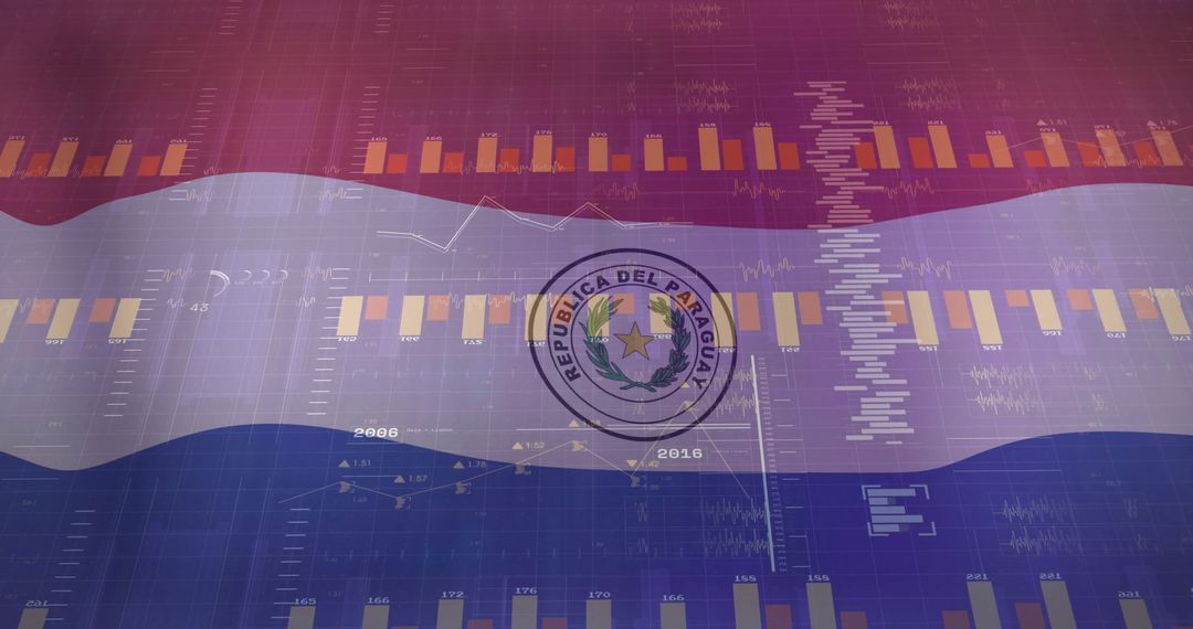 Paraguay Flag Overlay with Economic Data Visualization Themes