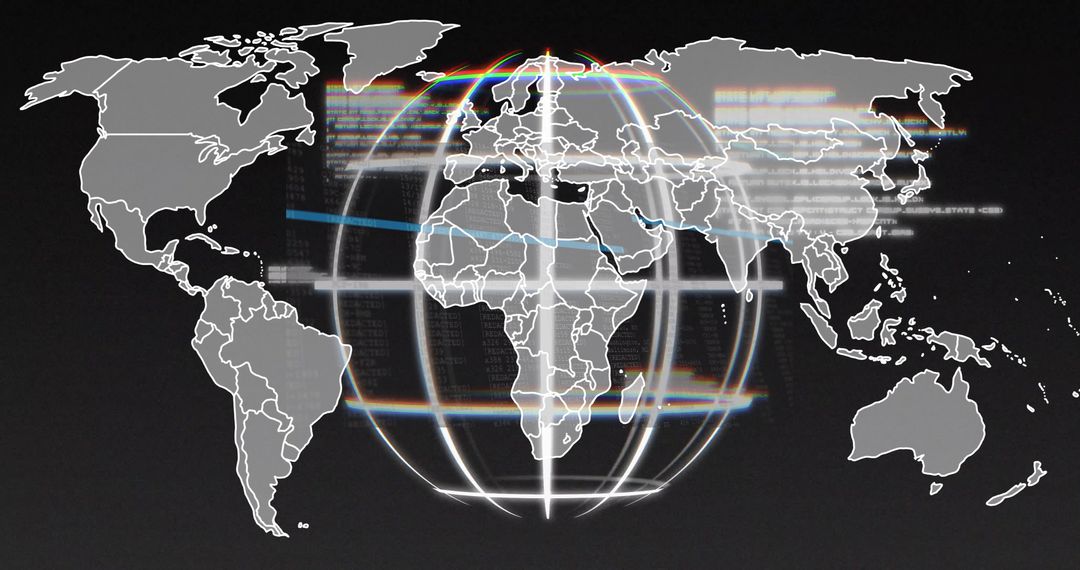 Rotating Globe with Digital Interface and World Map