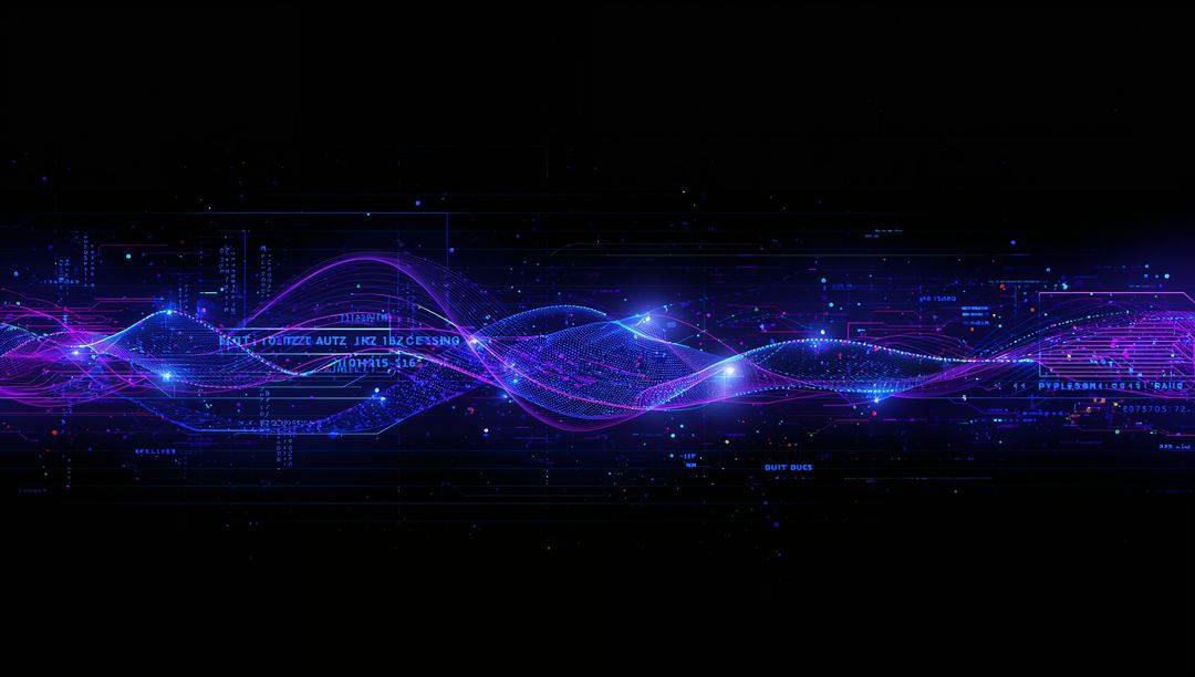 Vibrant Neon Waveform and Code in Futuristic Data Matrix
