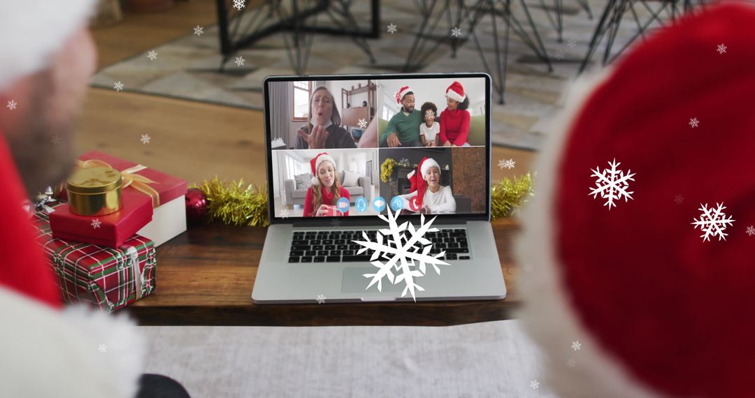 Virtual Christmas Video Call with Snow Animation