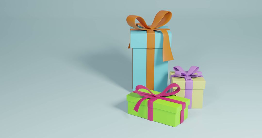 Colorful Gift Boxes with Ribbons and Copy Space