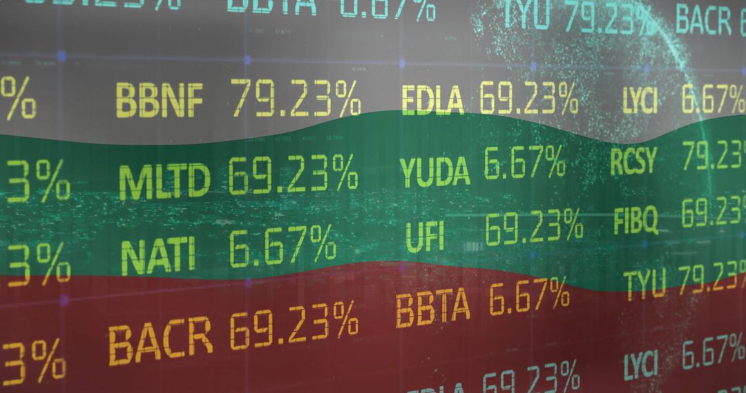 Financial Data on Bulgarian Flag Context Digital Interface