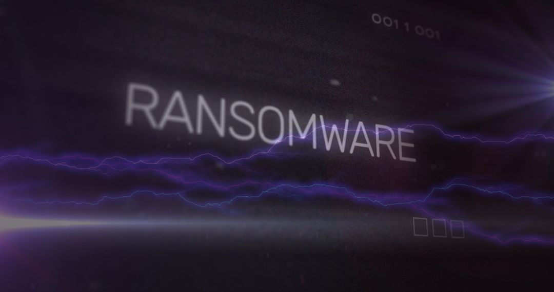 Futuristic Ransomware Digital Glitch with Purple Lightning