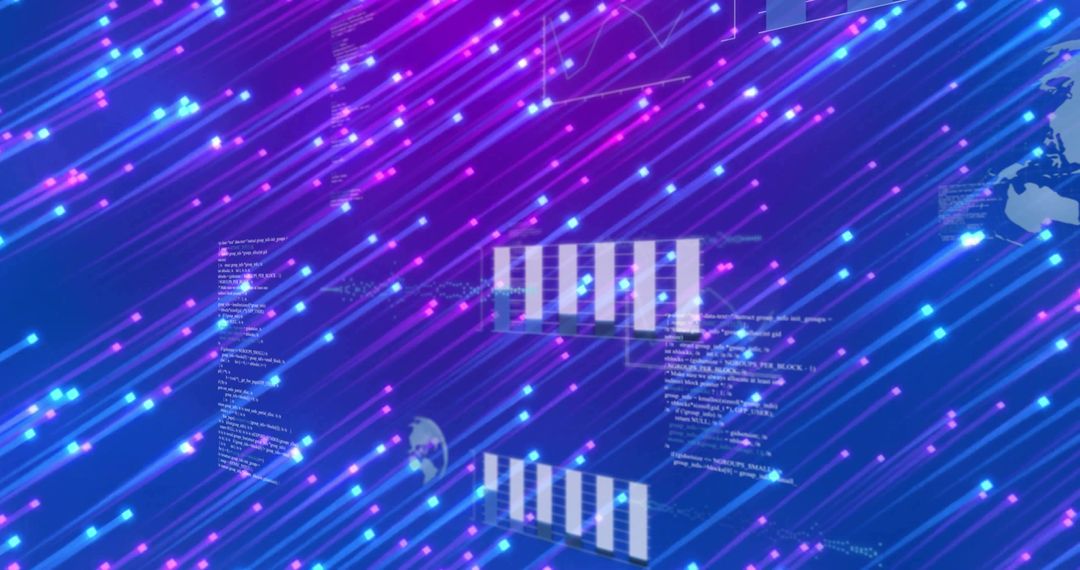 Futuristic Tech Visualization with Data Streams and Code Overlays