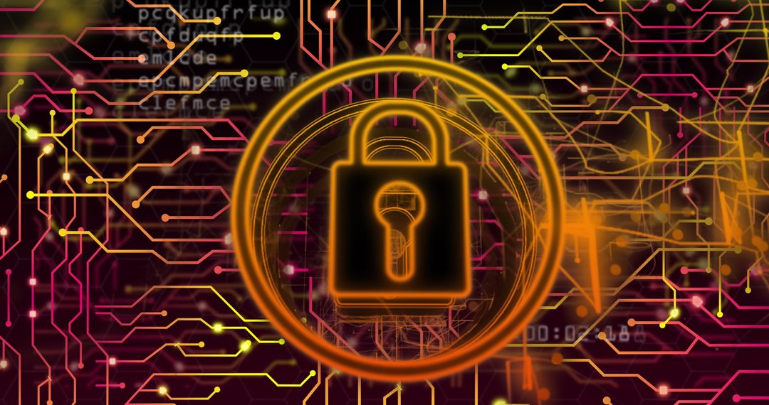 Digital Security Concept with Padlock and Circuit Board