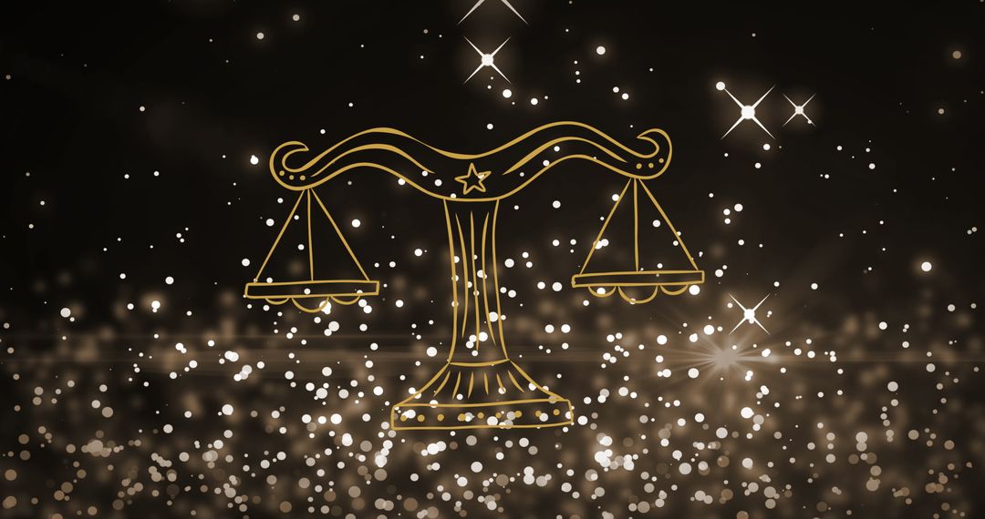 Glittering Libra Scales Symbol against Shimmery Background