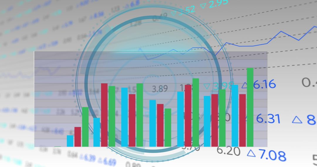 Abstract Digital Interface Financial Data Bars and Lines