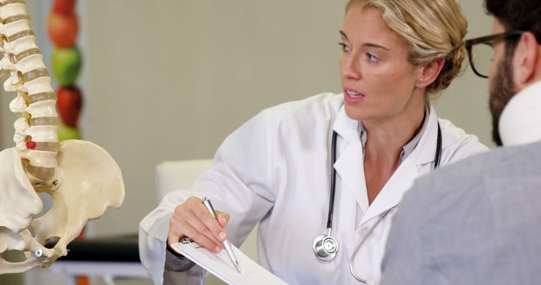 Female Doctor Explaining Spinal Anatomy to Male Patient - Free Images, Stock Photos and Pictures on Pikwizard.com