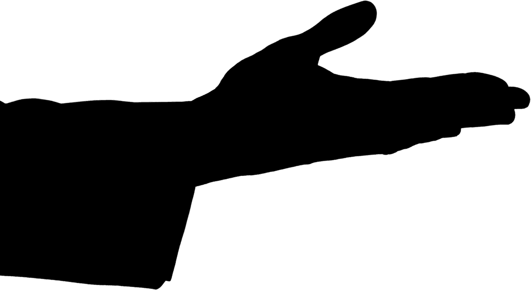 Reaching Hand Silhouette on Transparent Background