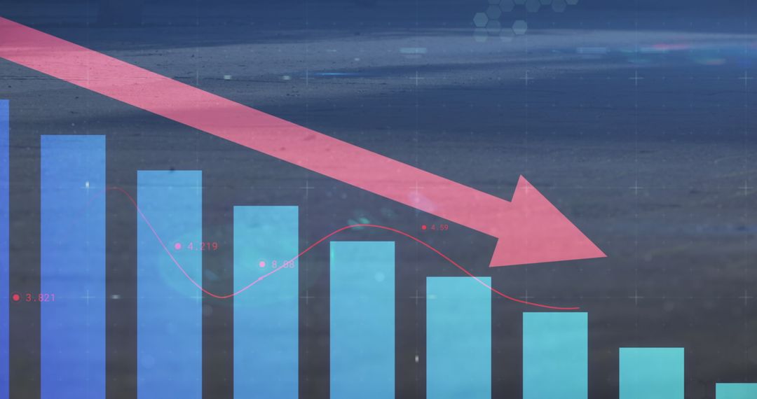 Graph Chart with Red Downward Trend Line Overlay
