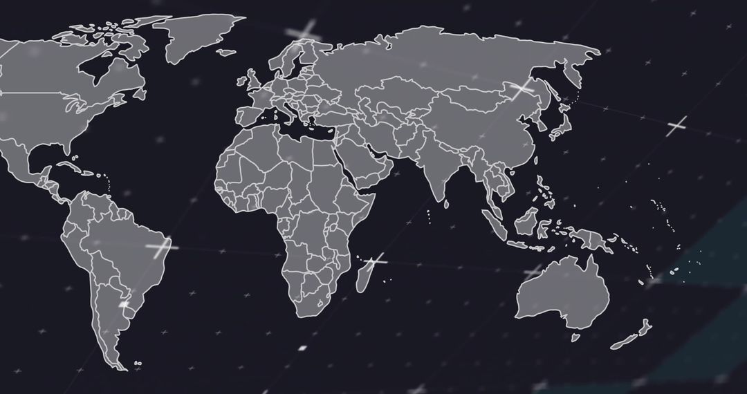 Futuristic Global Map with Data Connections on Dark Background