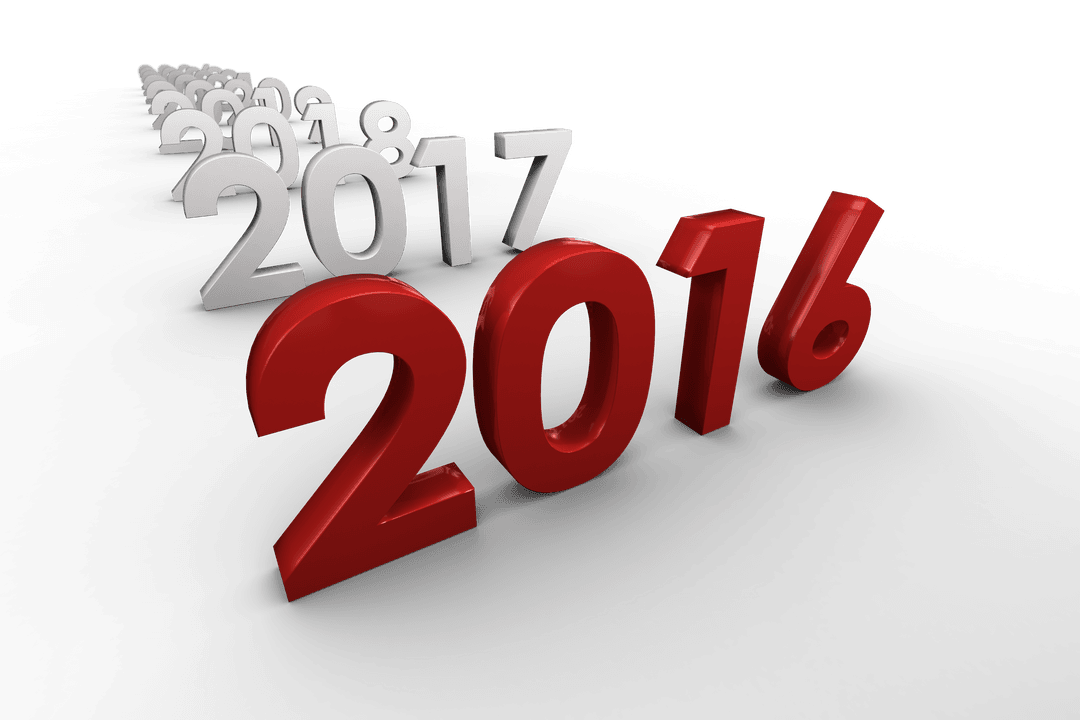 Red 2016 Text on Transparent Background Celebrating New Year