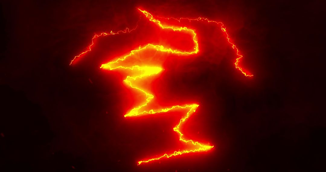 Glowing Red and Orange Lightning Bolt on Dark Background - Free Images, Stock Photos and Pictures on Pikwizard.com