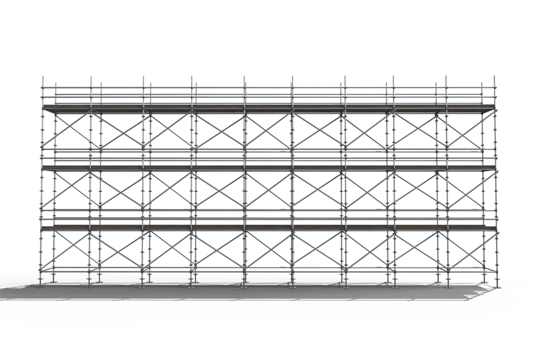 Transparent 3D Illustration of Gray Metal Scaffolding Framework