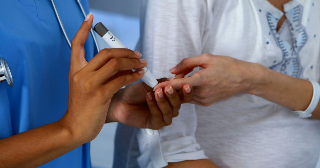 Nurse Checking Blood Glucose Level of Patient in Clinic - Free Images, Stock Photos and Pictures on Pikwizard.com