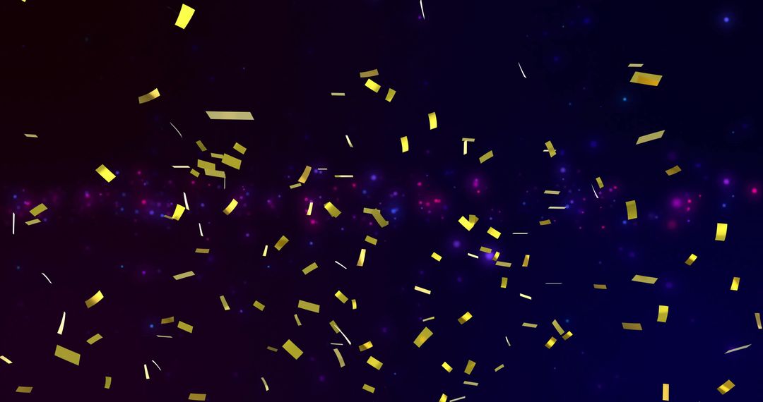 Golden Confetti Falling Against Starry Night Background