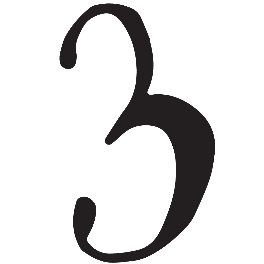 Black Digit 3 on Transparent Background, Vector Illustration