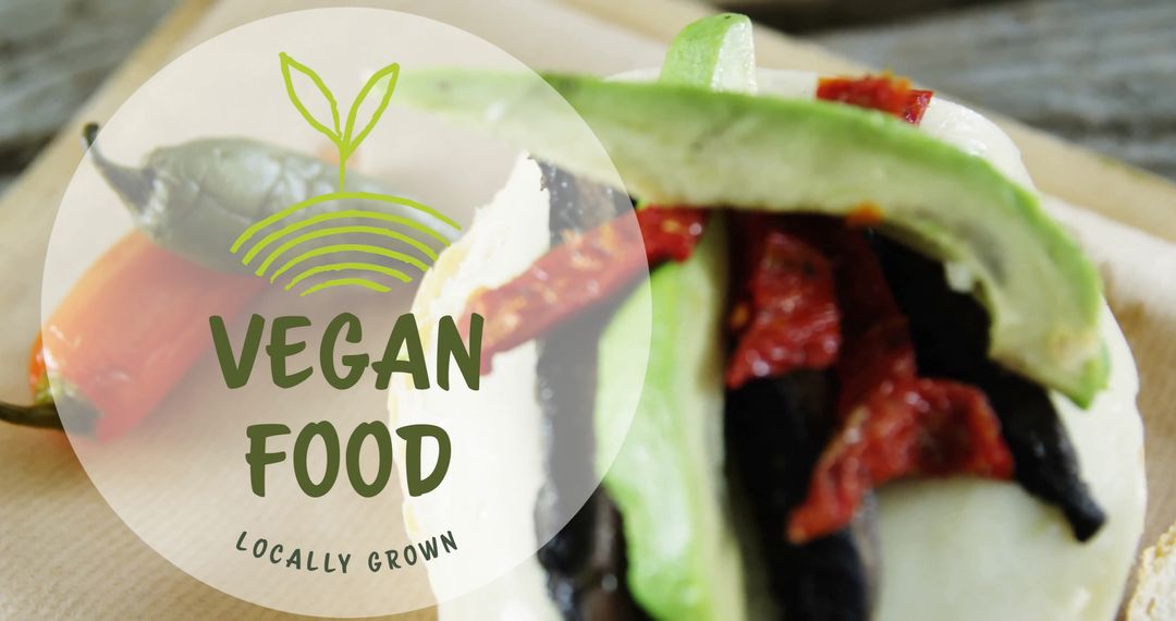 Close-Up of Vegan Food Text Overlay with Fresh Vegetables Design