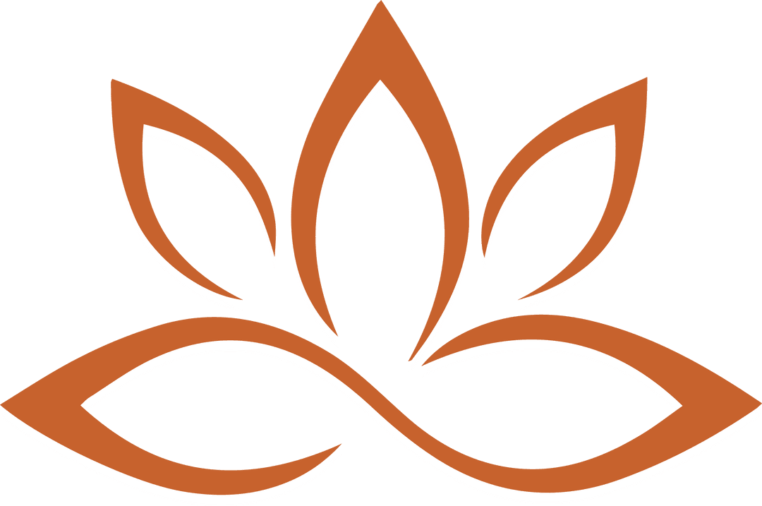 Abstract Lotus Emblem with Five Orange Petals on Transparent Background