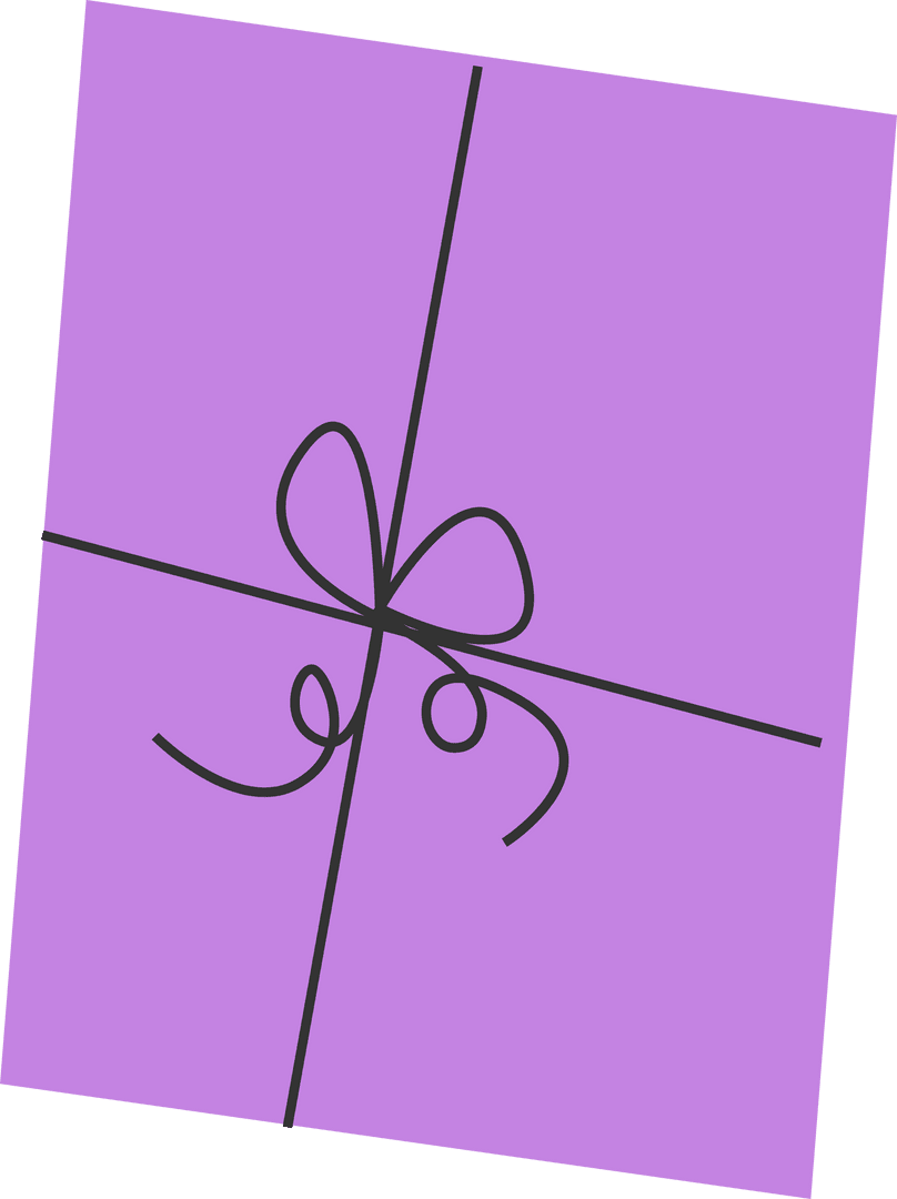 Minimalist Purple Gift Box Floating on Transparent Background