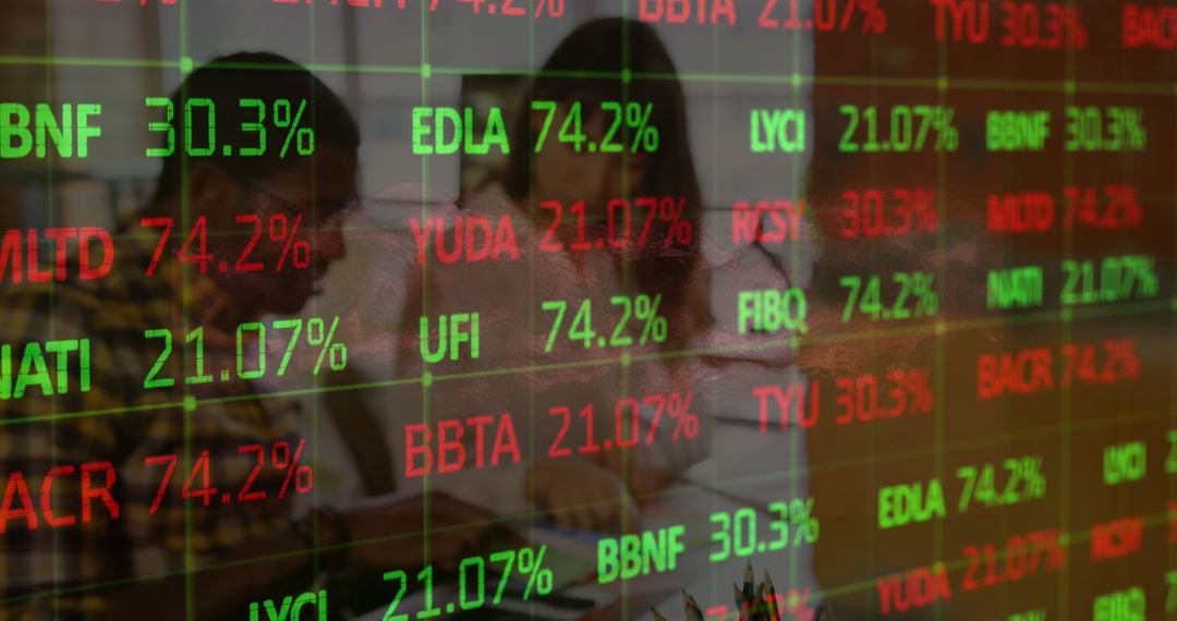 Financial Data Overlay with Creative Teamwork in Office