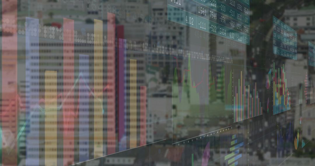 Futuristic Data Visualization Overlaying Urban Landscape