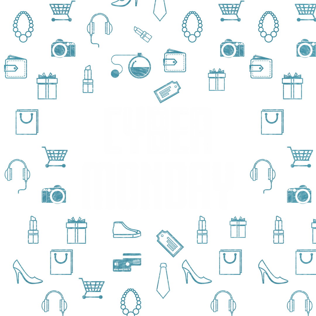 Cyber Monday Transparent Background with Shopping Icons Vector