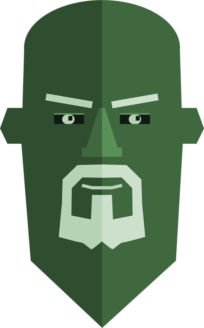 Abstract Green Leprechaun Face on Transparent Background